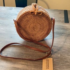 Round Hand Woven rattan purse